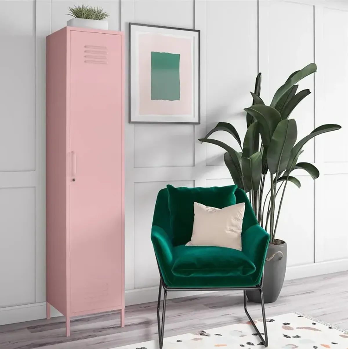 Cache Pink Metal Locker Storage Cabinet