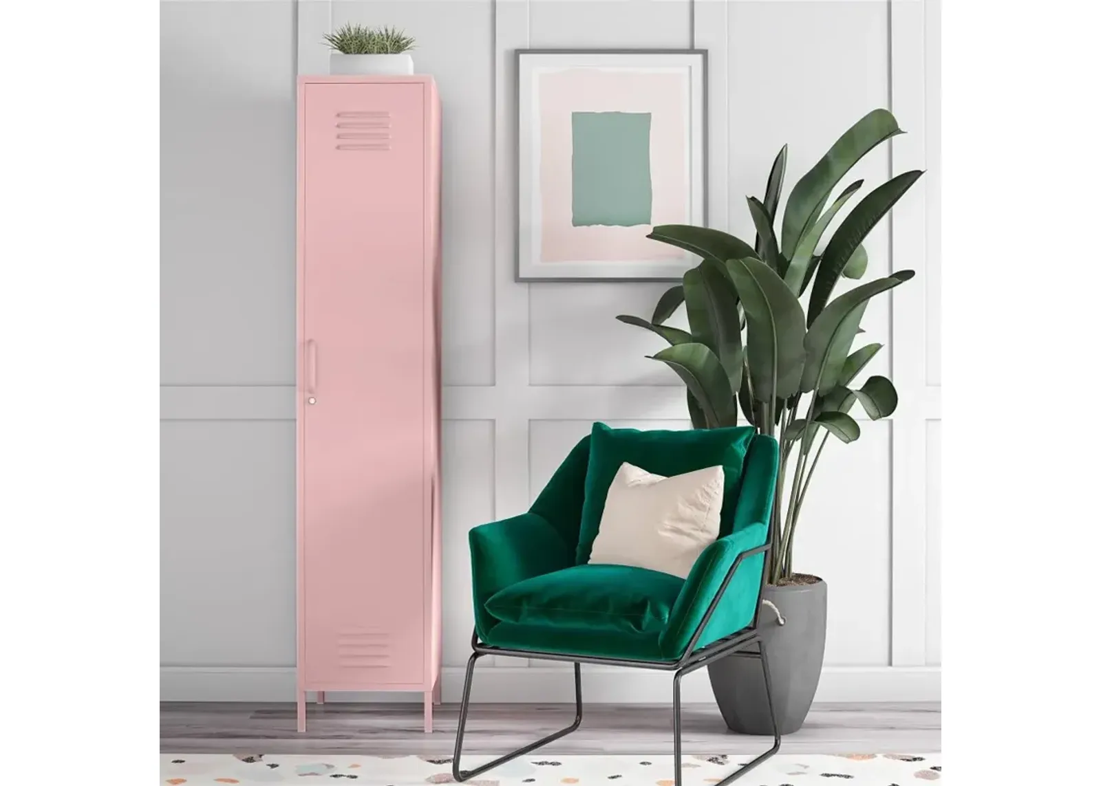 Cache Pink Metal Locker Storage Cabinet