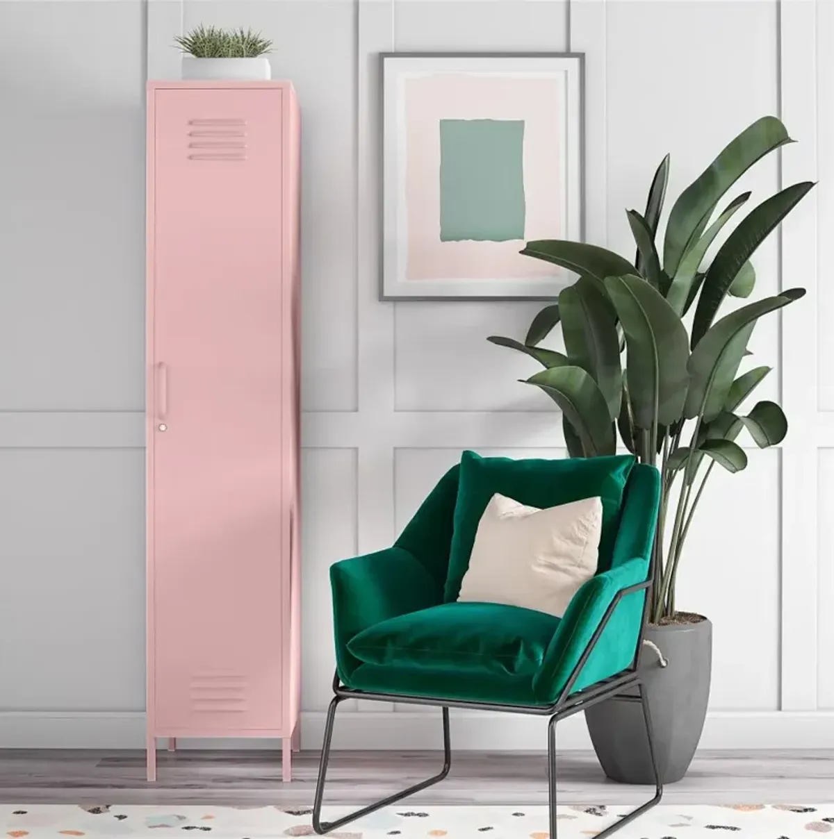 Cache Pink Metal Locker Storage Cabinet