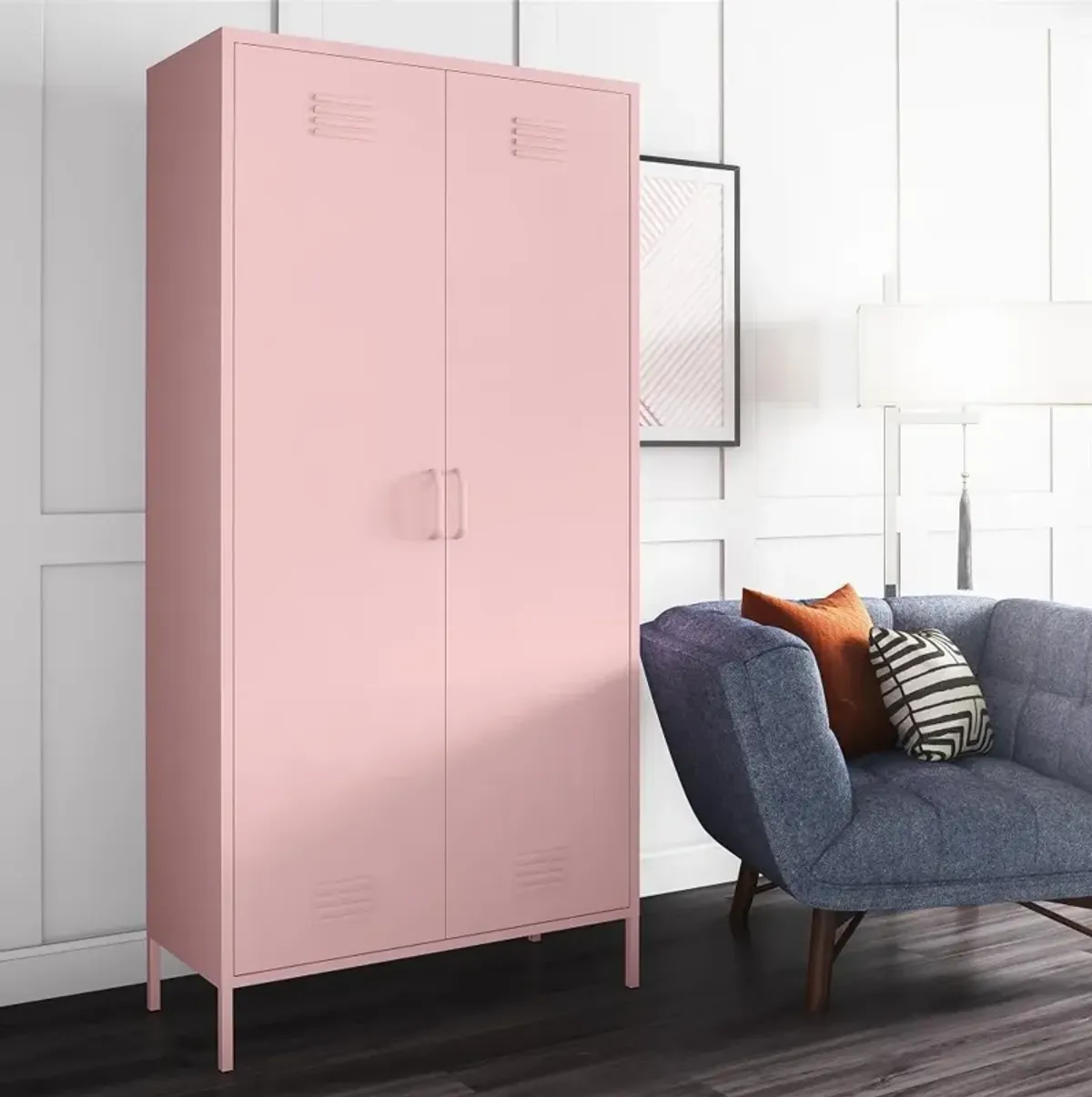 Cache Pink Tall 2 Door Metal Locker Cabinet