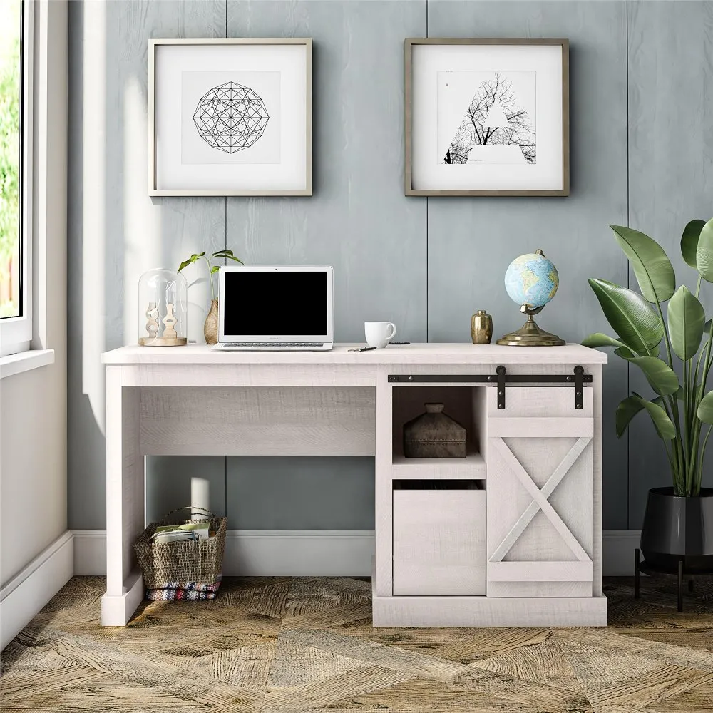 Knox County White Single Pedestal Computer Desk