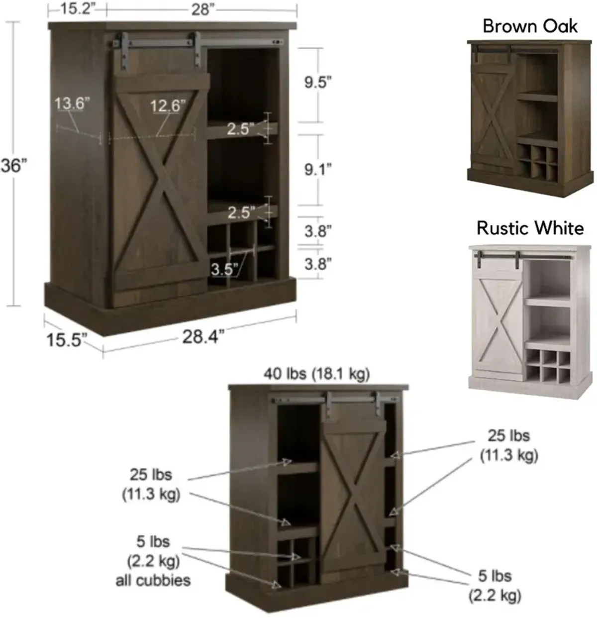 Knox County White Bar Cabinet