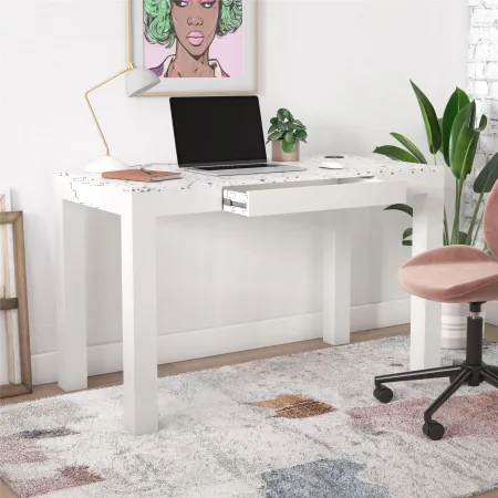 Astor White Desk with Wireless Charger