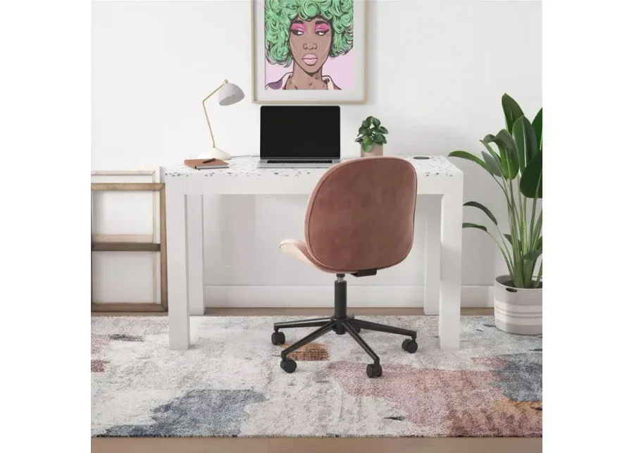 Astor White Desk with Wireless Charger