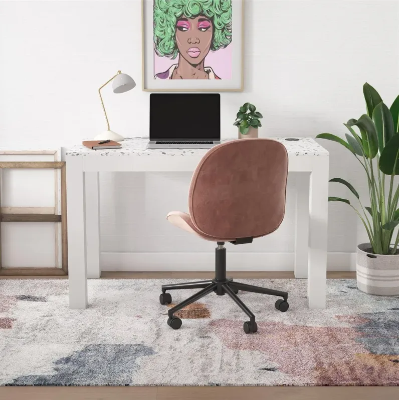 Astor White Desk with Wireless Charger