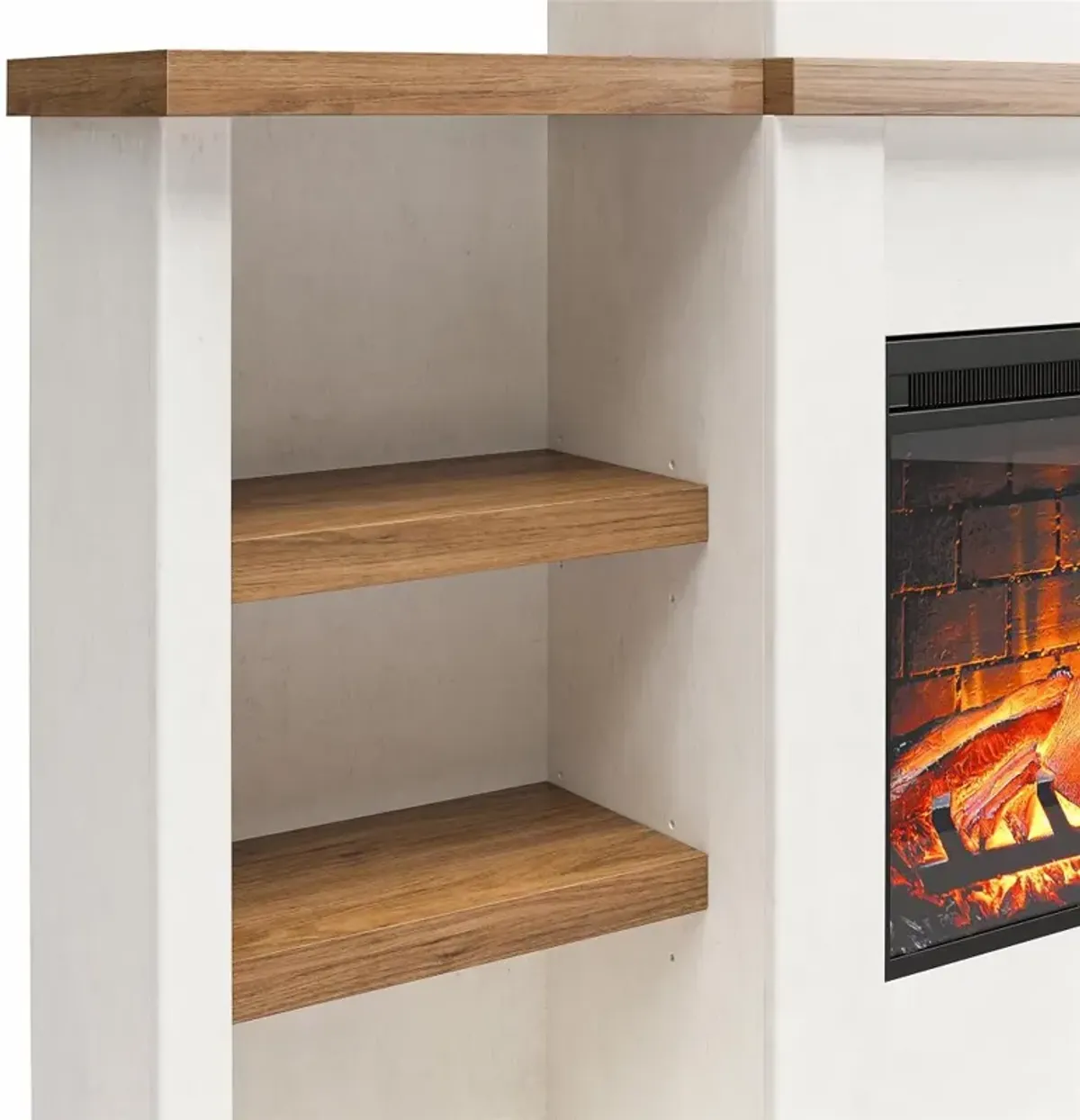 Gateswood White Electric Fireplace with Mantel and Bookcase