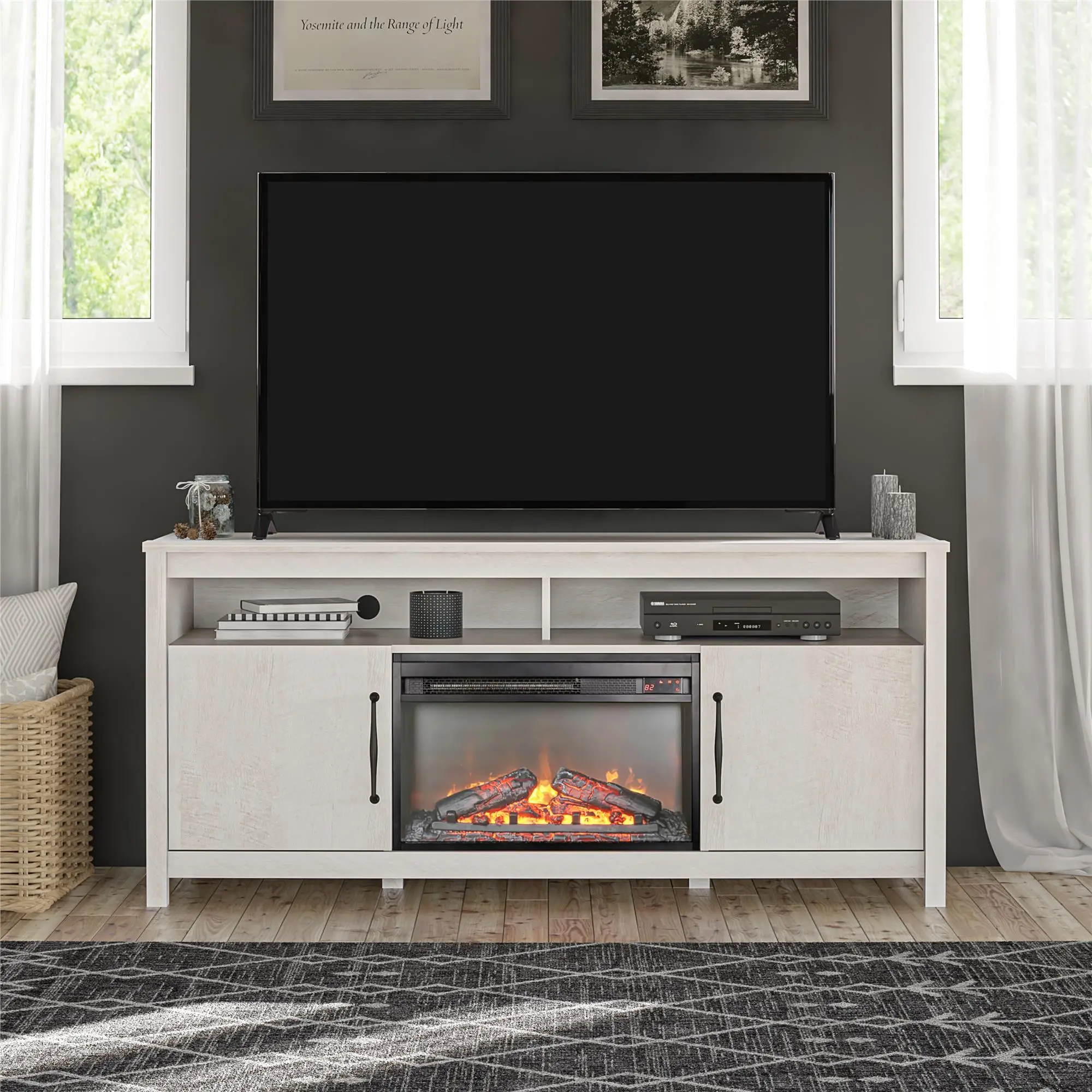 Augusta Ivory 65" Fireplace TV Stand