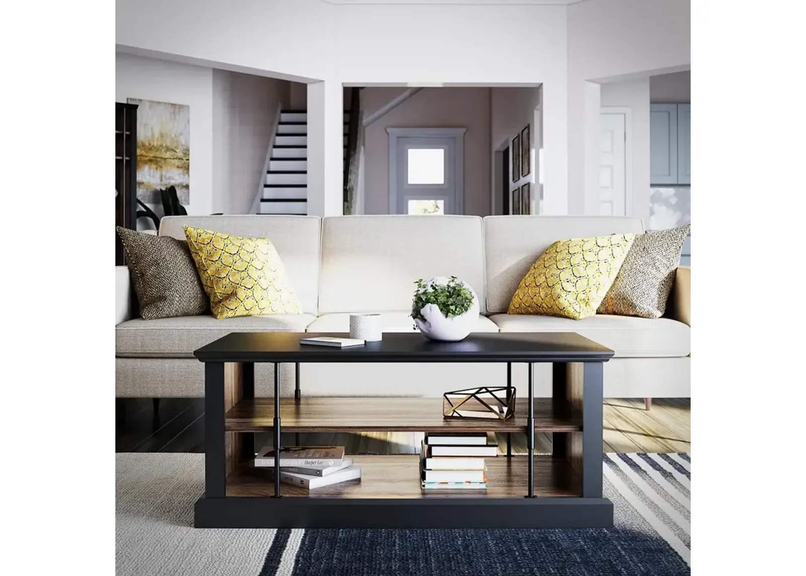 Hoffman Two-Toned Coffee Table with Shelves