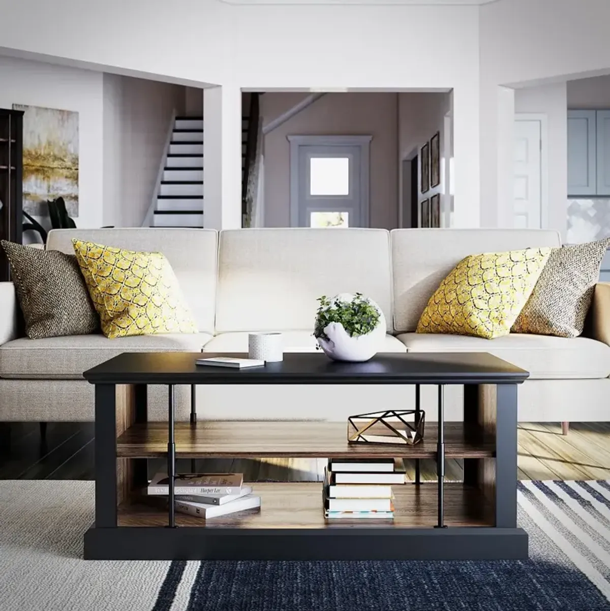 Hoffman Two-Toned Coffee Table with Shelves