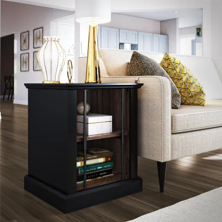 Hoffman Two-Toned End Table with 2 Open Shelves