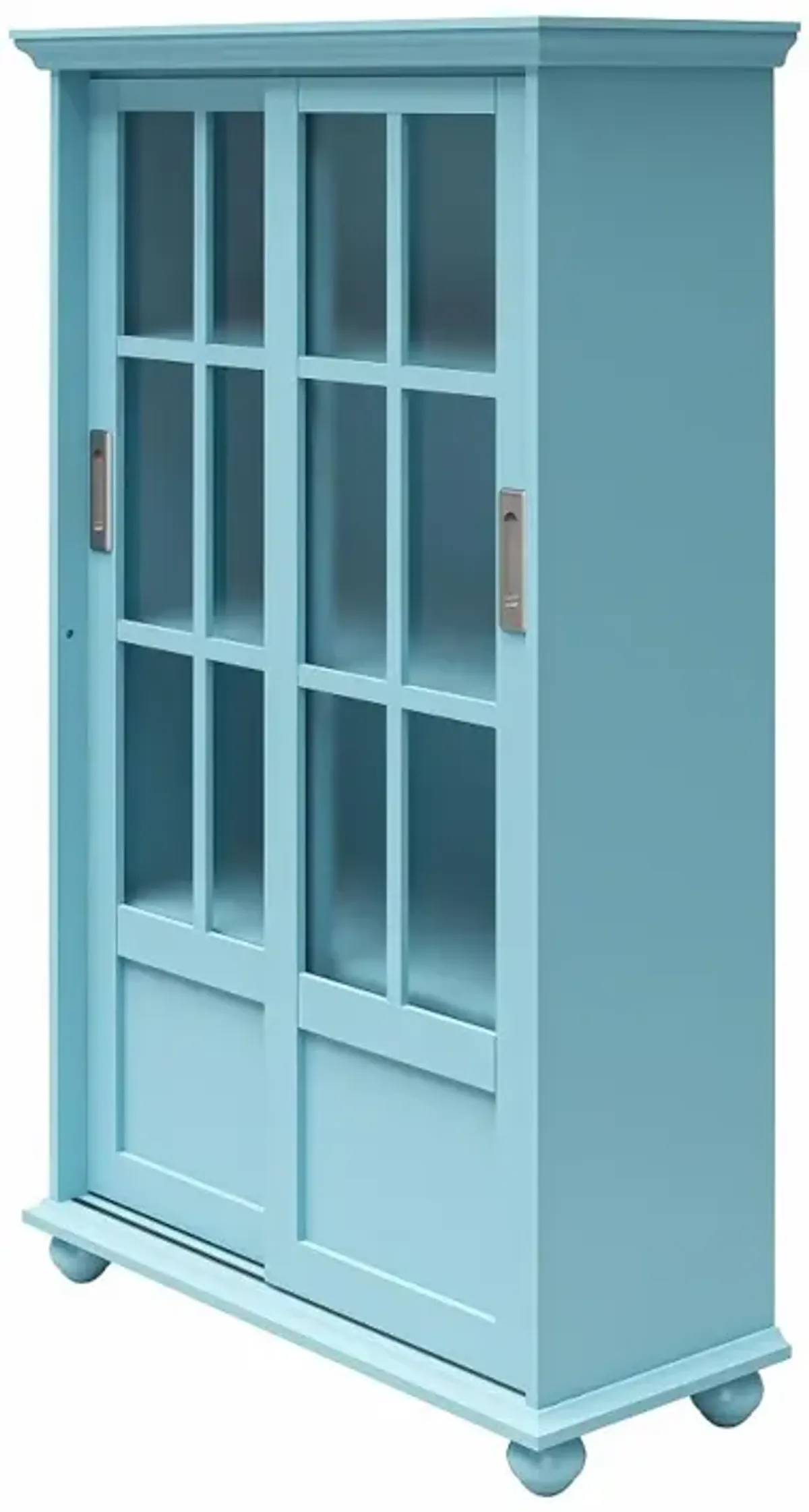 Aaron Lane Light Blue Bookcase with Sliding Glass Doors