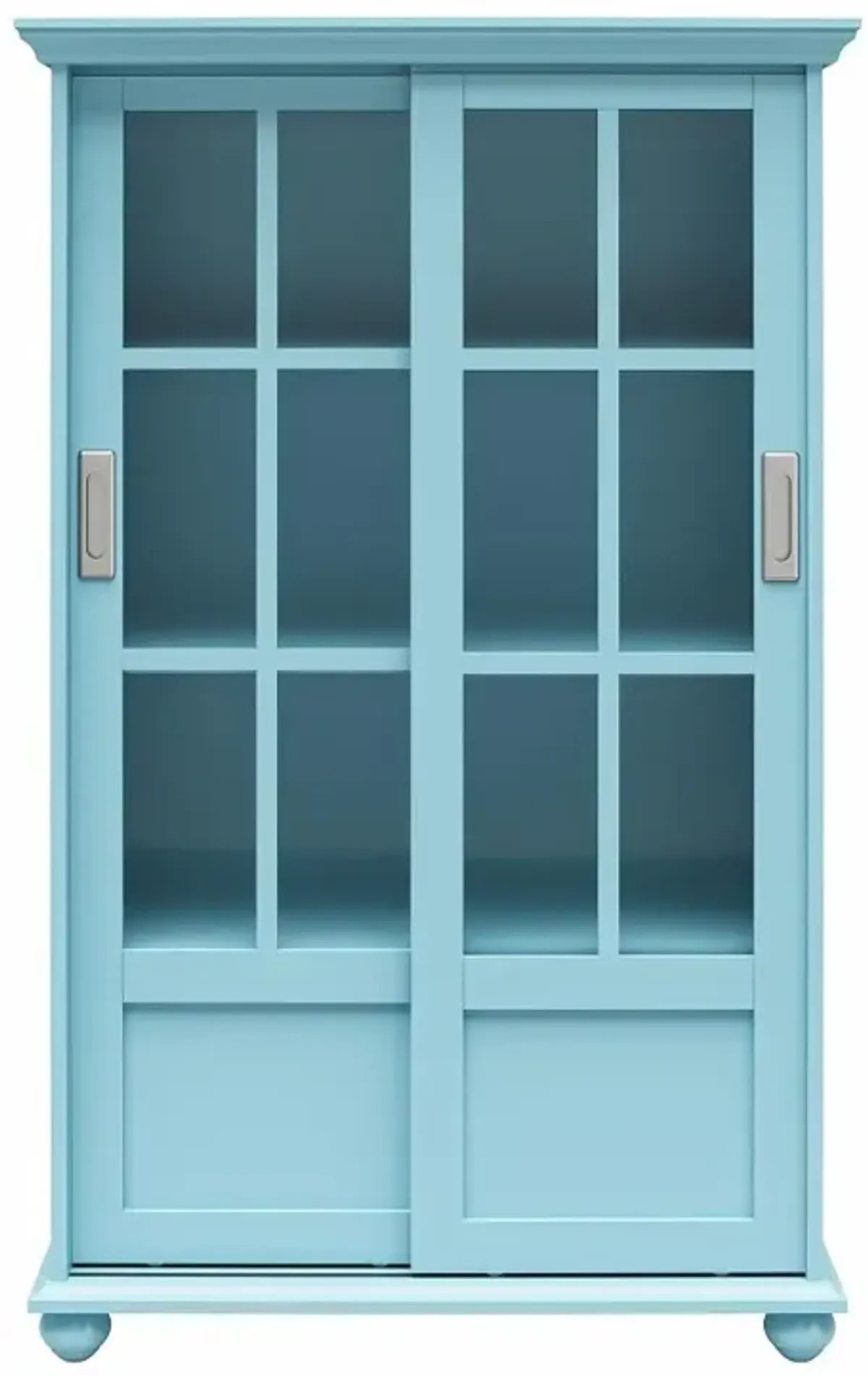 Aaron Lane Light Blue Bookcase with Sliding Glass Doors