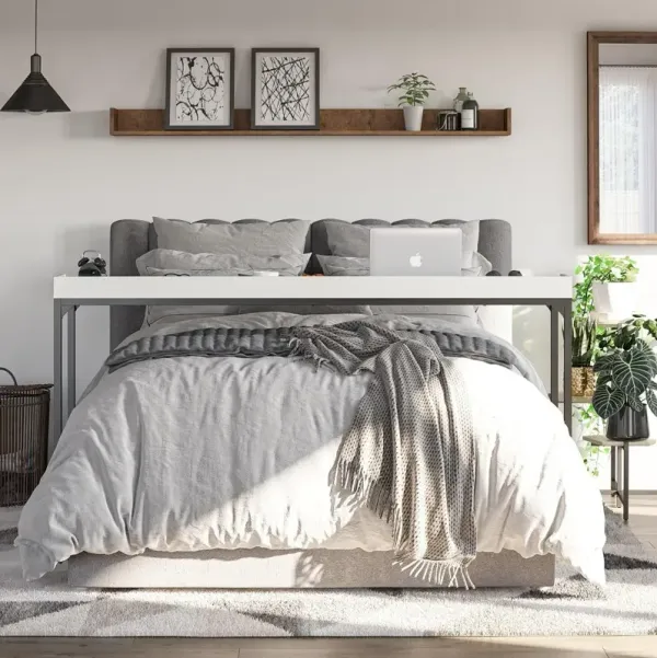 Park Hill White Adjustable Height Over-The-Bed Desk with Castors