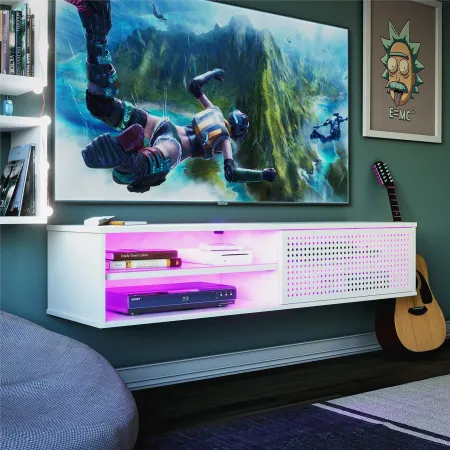 Glitch White 60" Floating TV Stand