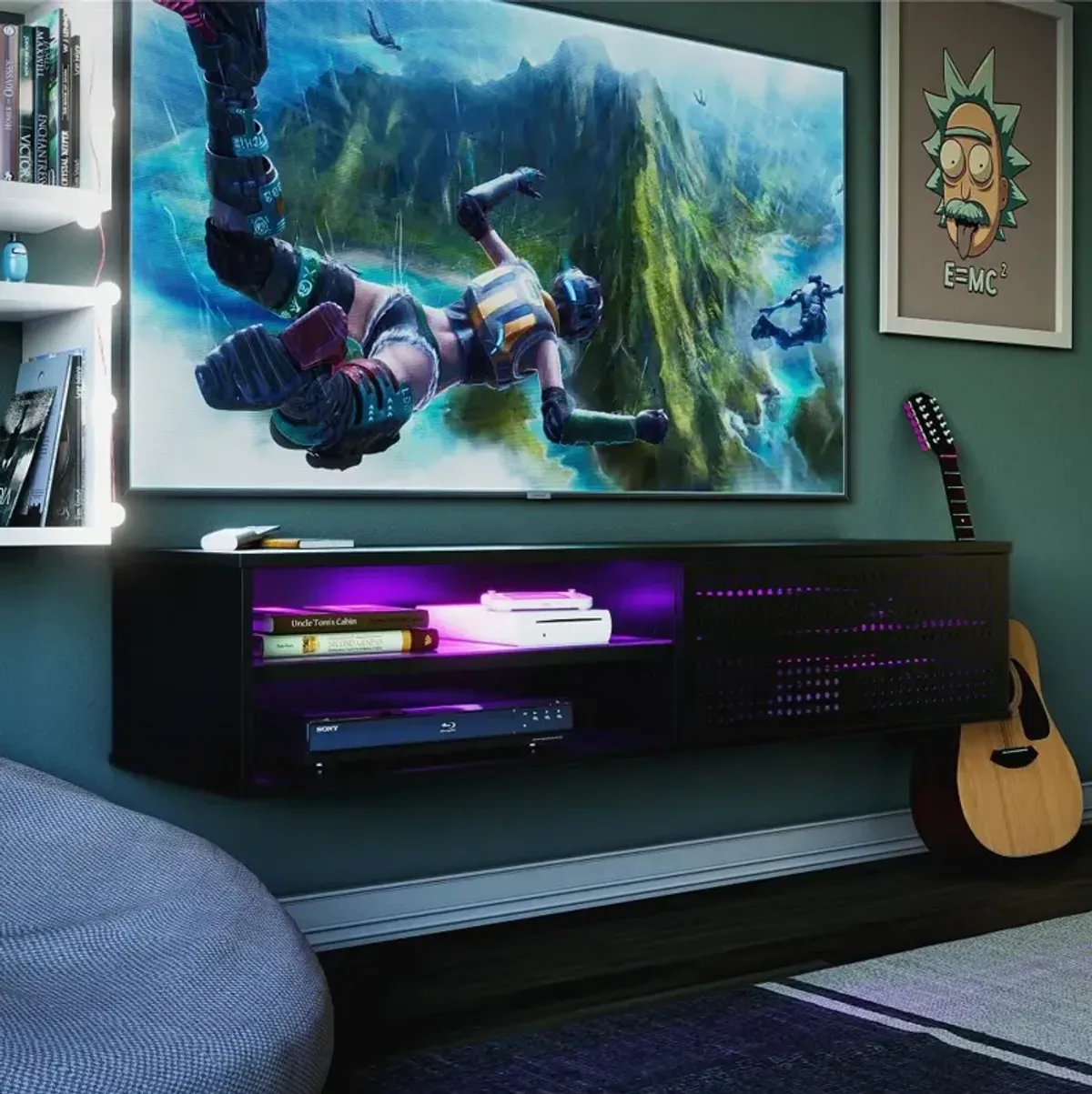 Glitch Black 60" Floating TV Stand