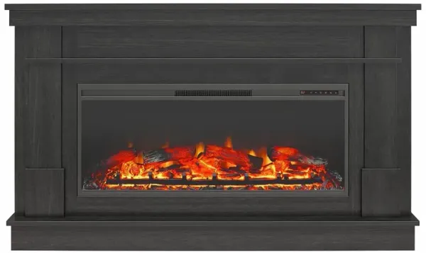 Elmcroft Black Wide Mantel with Linear Electric Fireplace