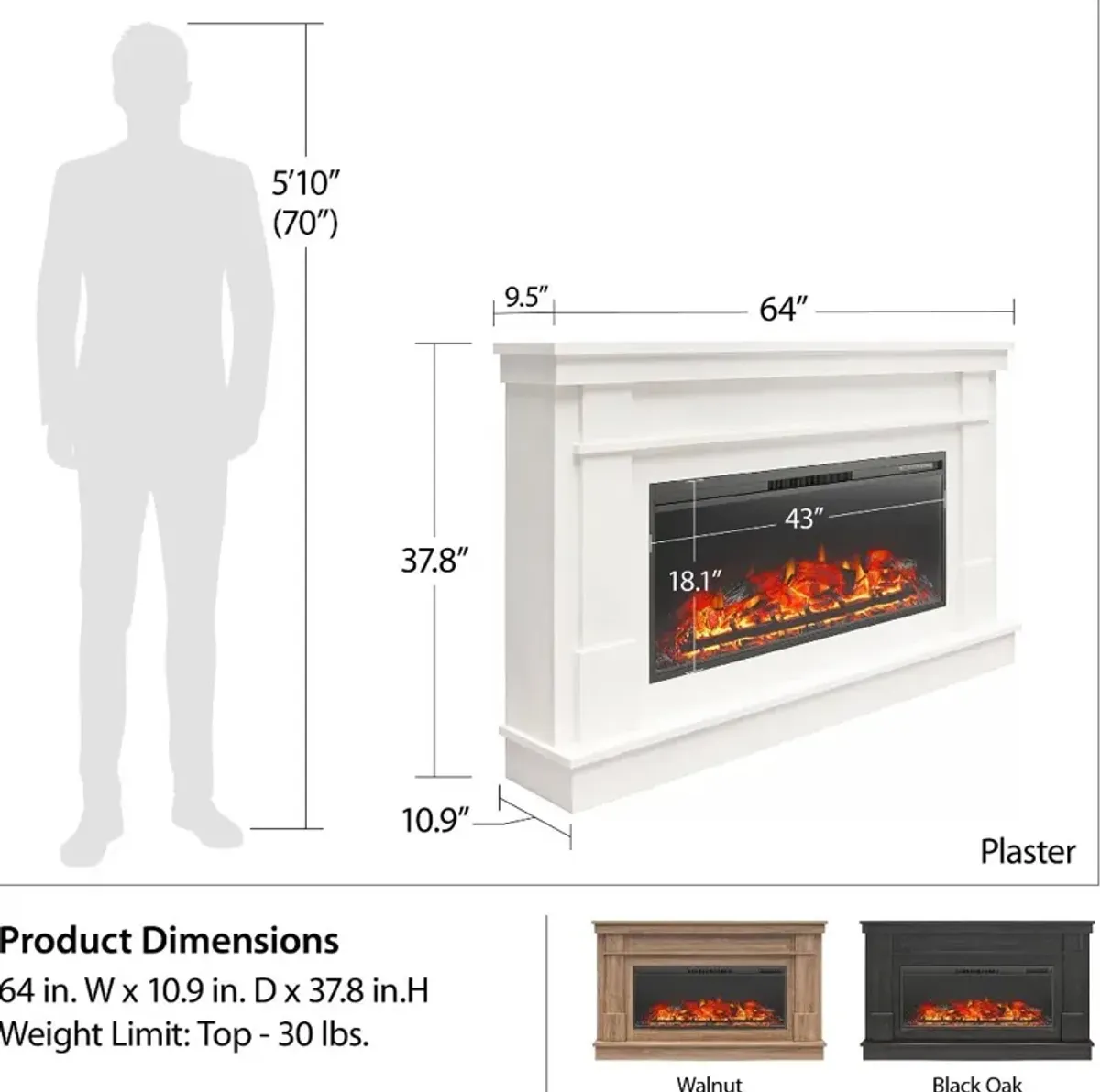 Elmcroft Brown Wide Mantel with Linear Electric Fireplace