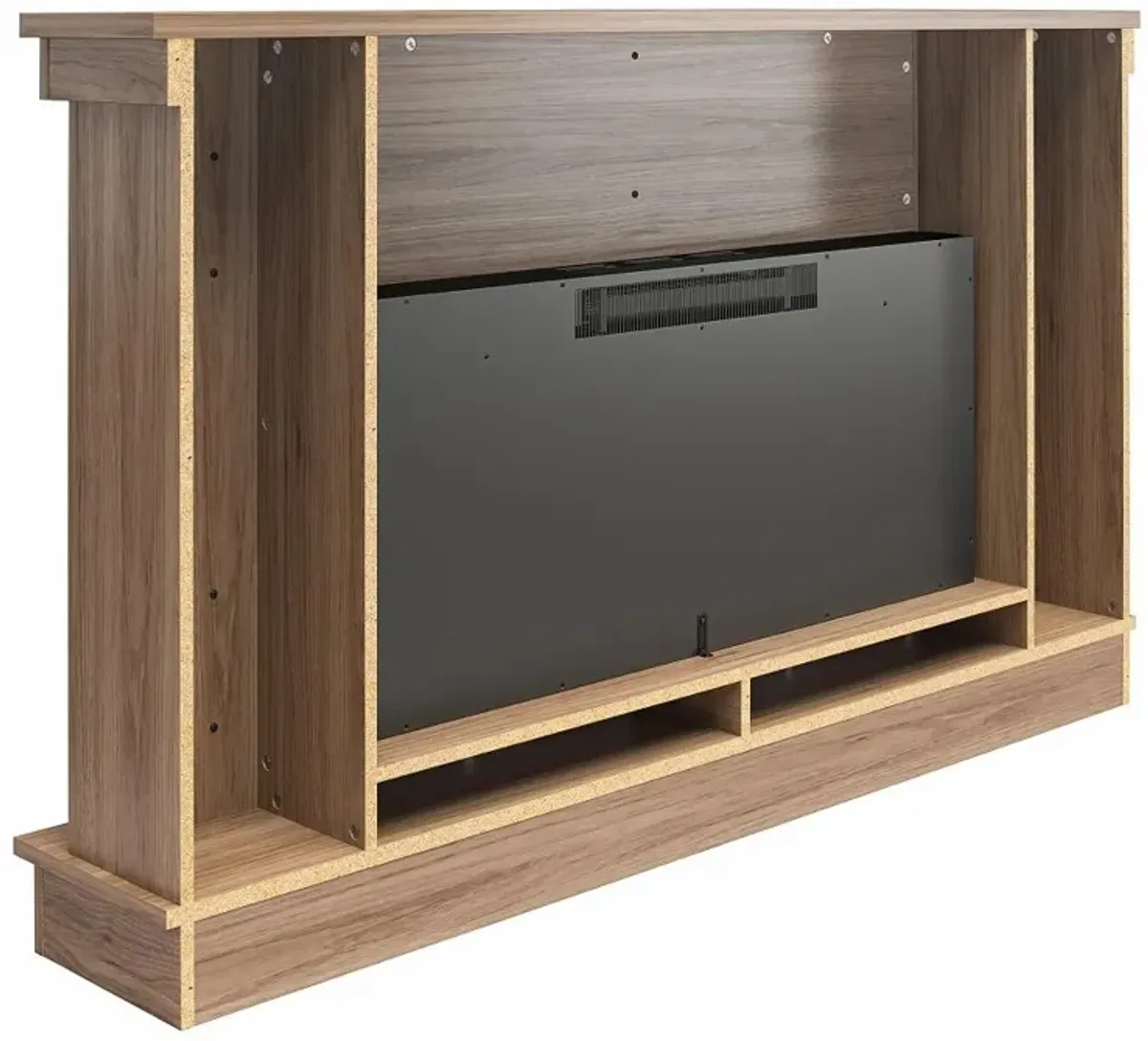 Elmcroft Brown Wide Mantel with Linear Electric Fireplace