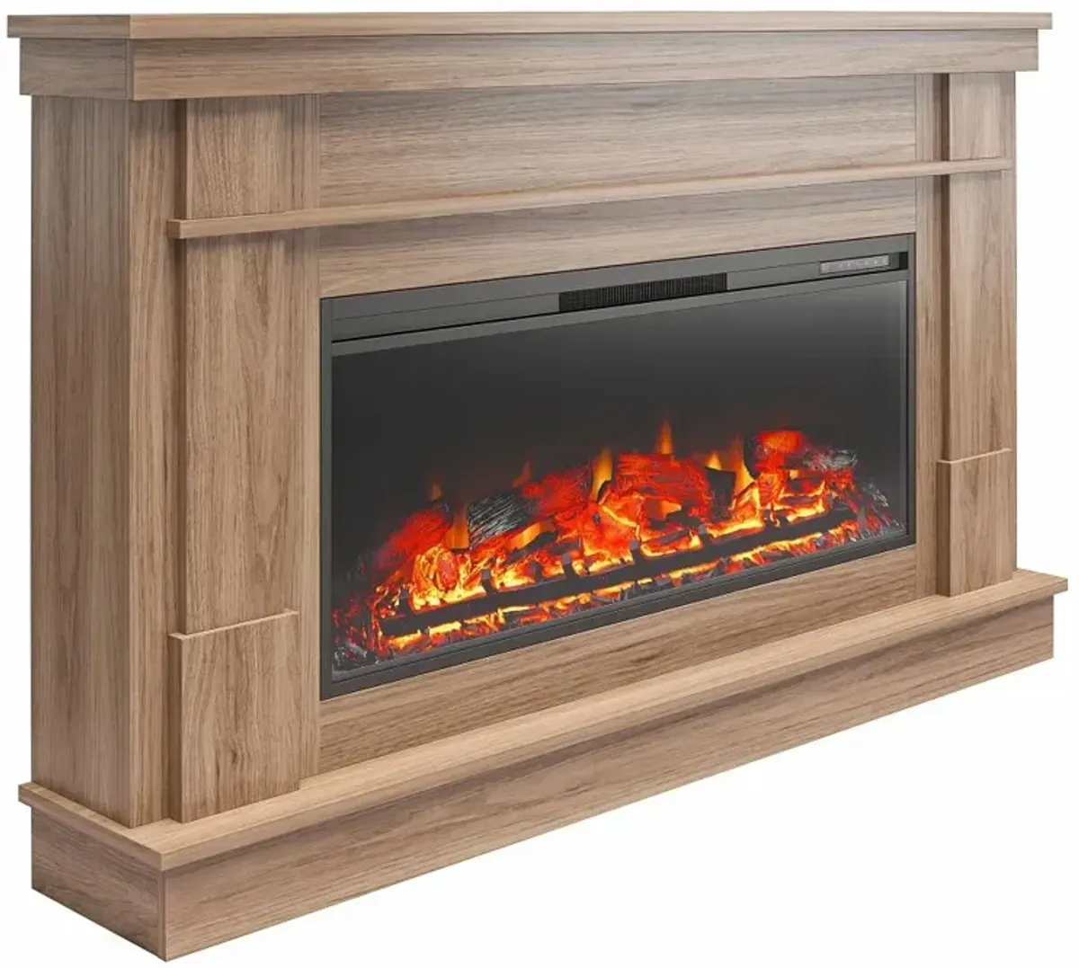 Elmcroft Brown Wide Mantel with Linear Electric Fireplace