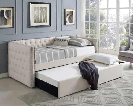 Trina Ivory Twin Daybed with Trundle