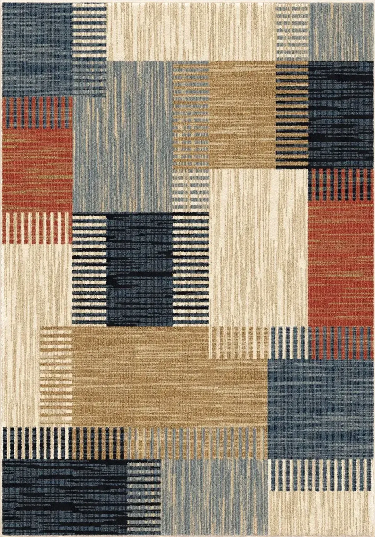 Amity Harvest 5 x 7 Blue and Rust Area Rug