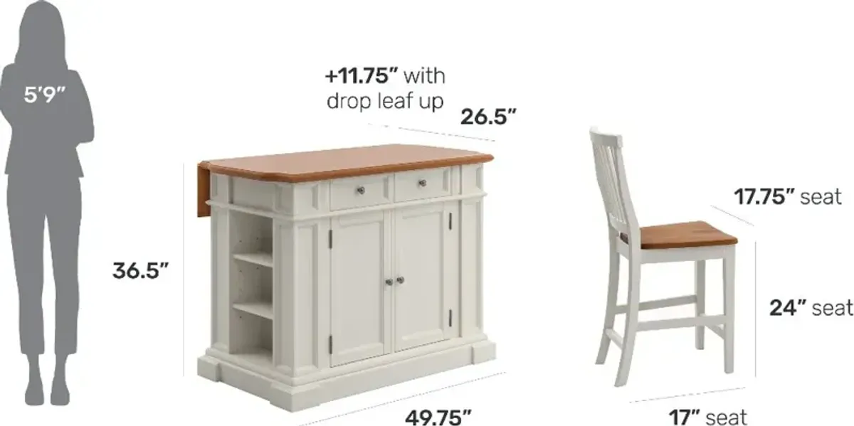 Americana Off-White Kitchen Island Set