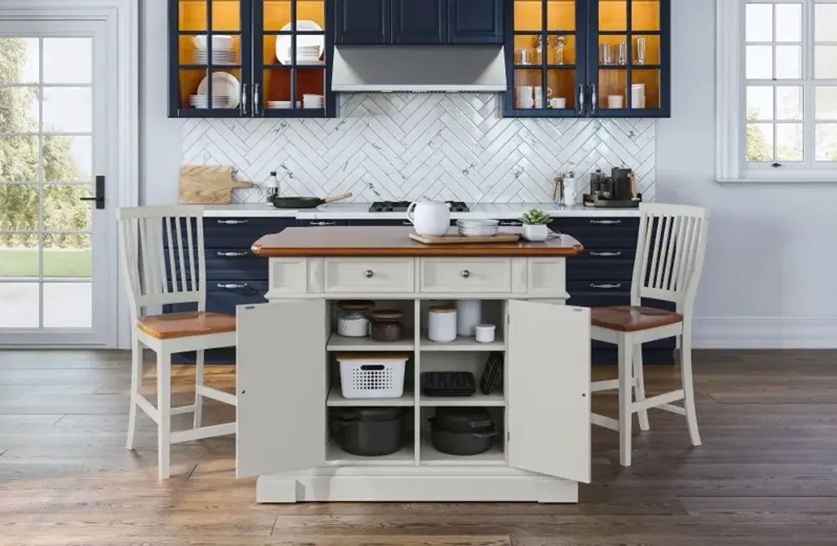 Americana Off-White Kitchen Island Set