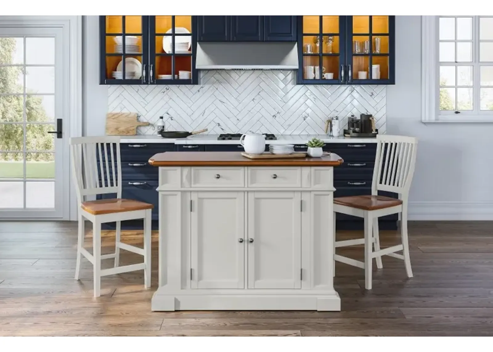 Americana Off-White Kitchen Island Set