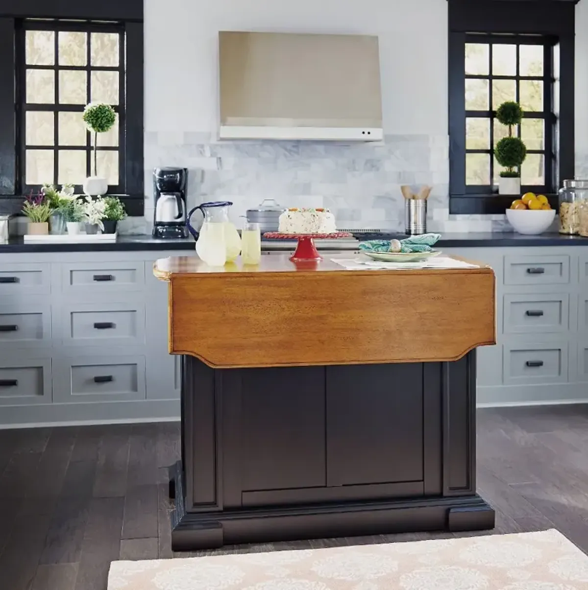 Americana Black Kitchen Island