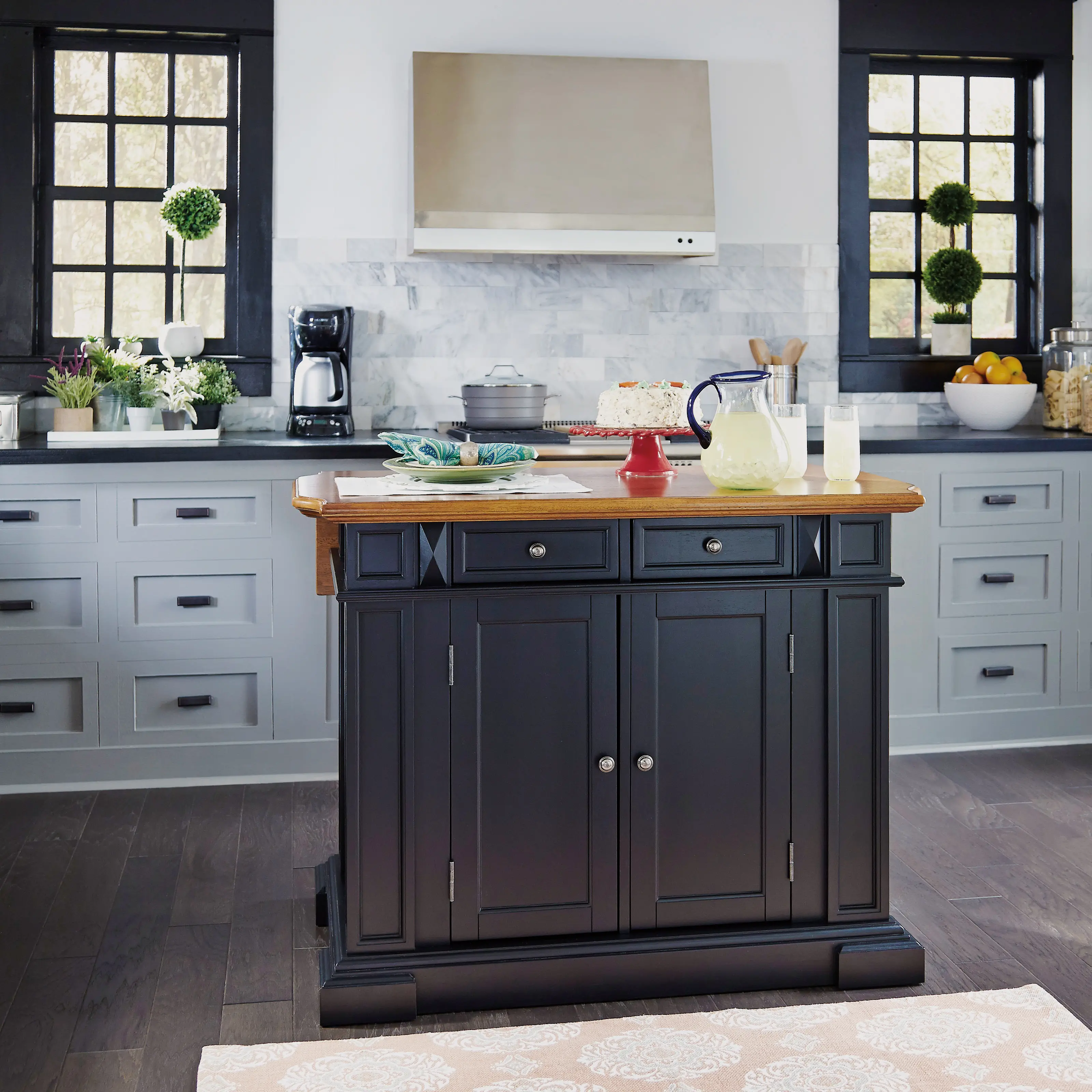 Americana Black Kitchen Island