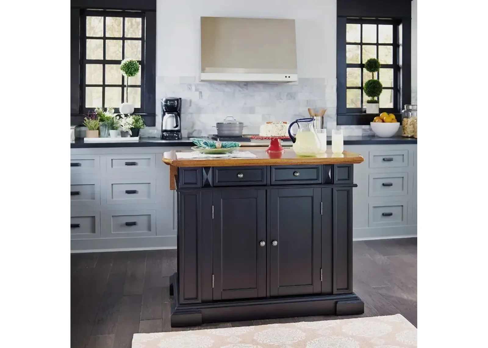 Americana Black Kitchen Island