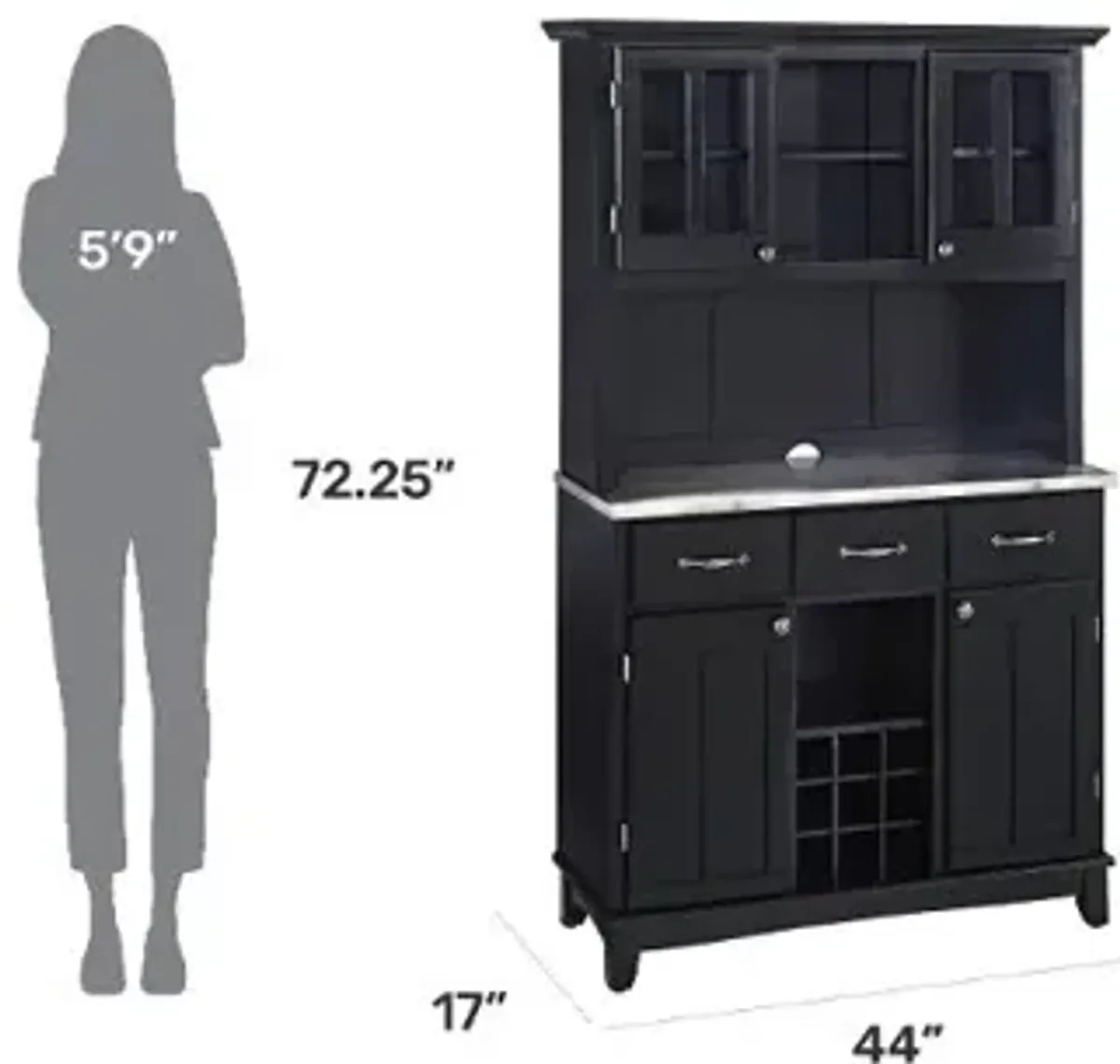 Homestyles Black Buffet with Hutch