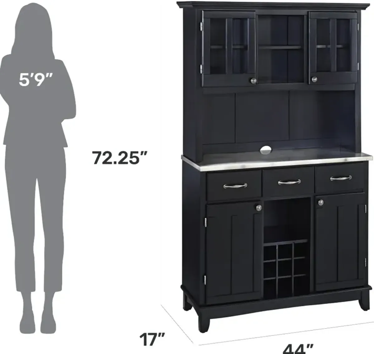 Homestyles Black Buffet with a Hutch