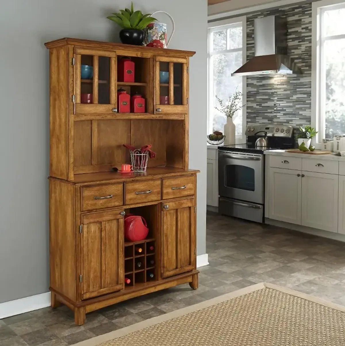 Homestyles Brown Buffet with Hutch