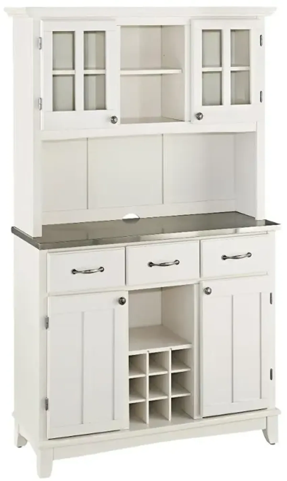 Homestyles Off-White with Stainless Steel top Buffet with Hutch