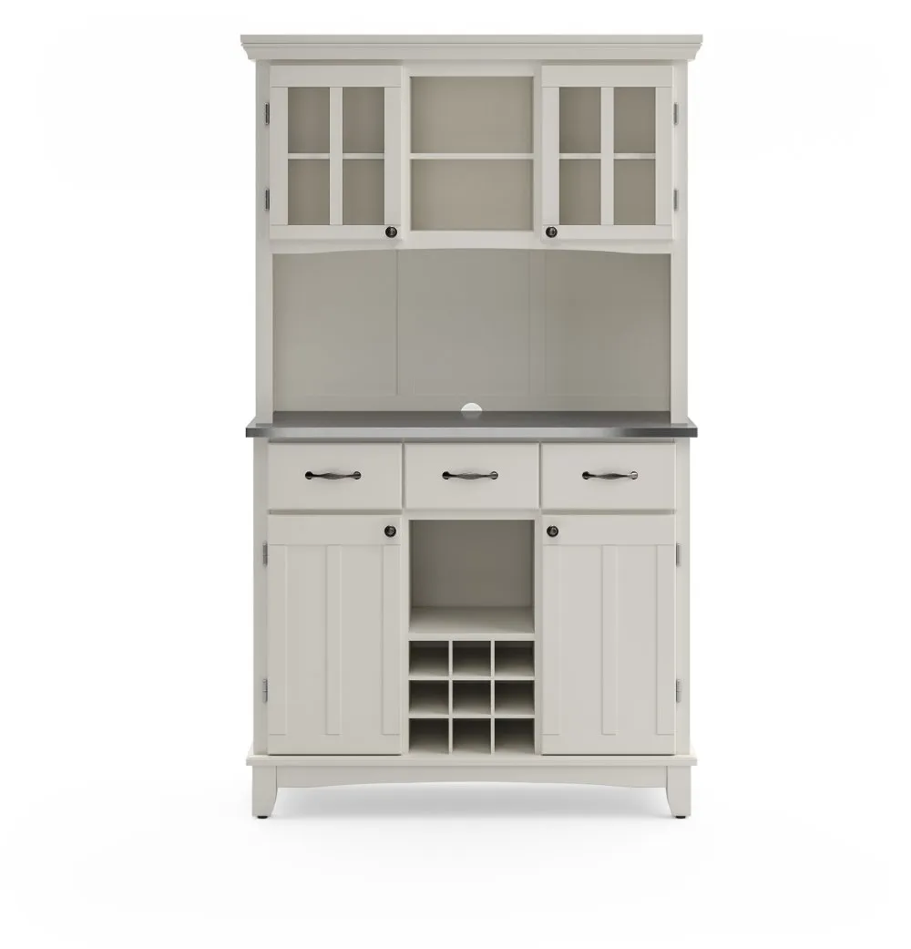 Homestyles Large Off-White with Stainless Steel top Buffet with Hutch