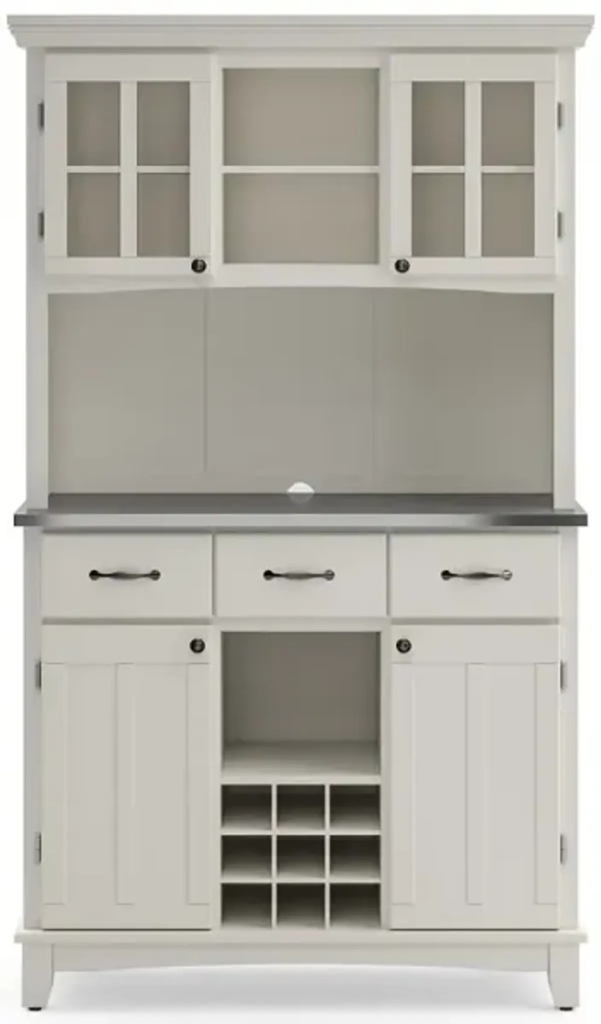 Homestyles Off-White with Stainless Steel top Buffet with Hutch
