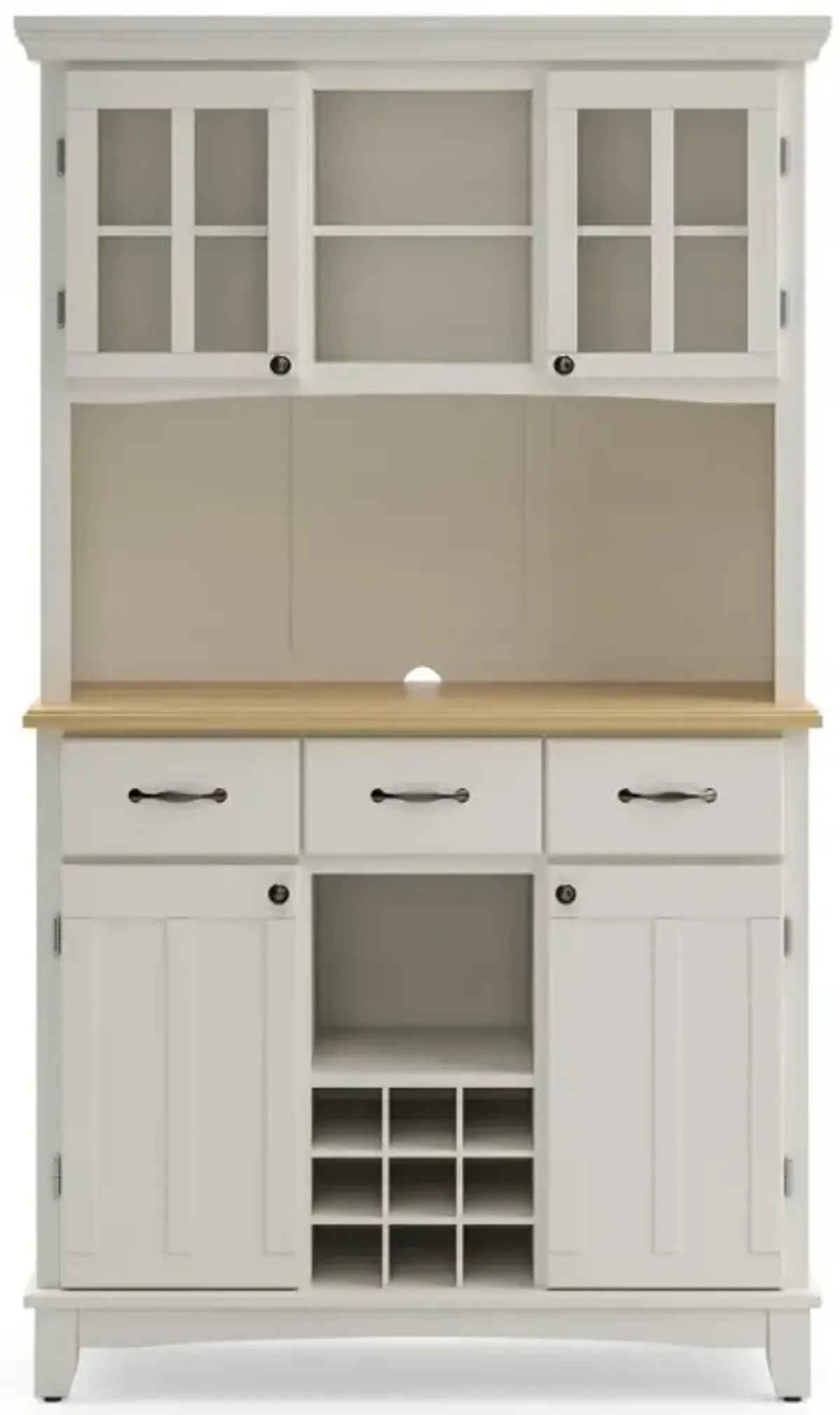 Homestyles Large White Buffet and Wooden Top with Hutch