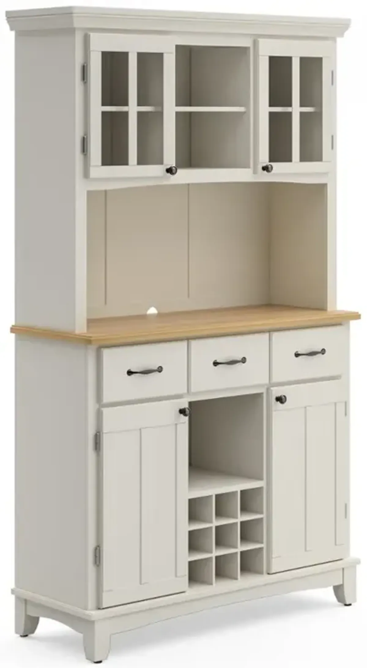 Homestyles Large White Buffet and Wooden Top with Hutch