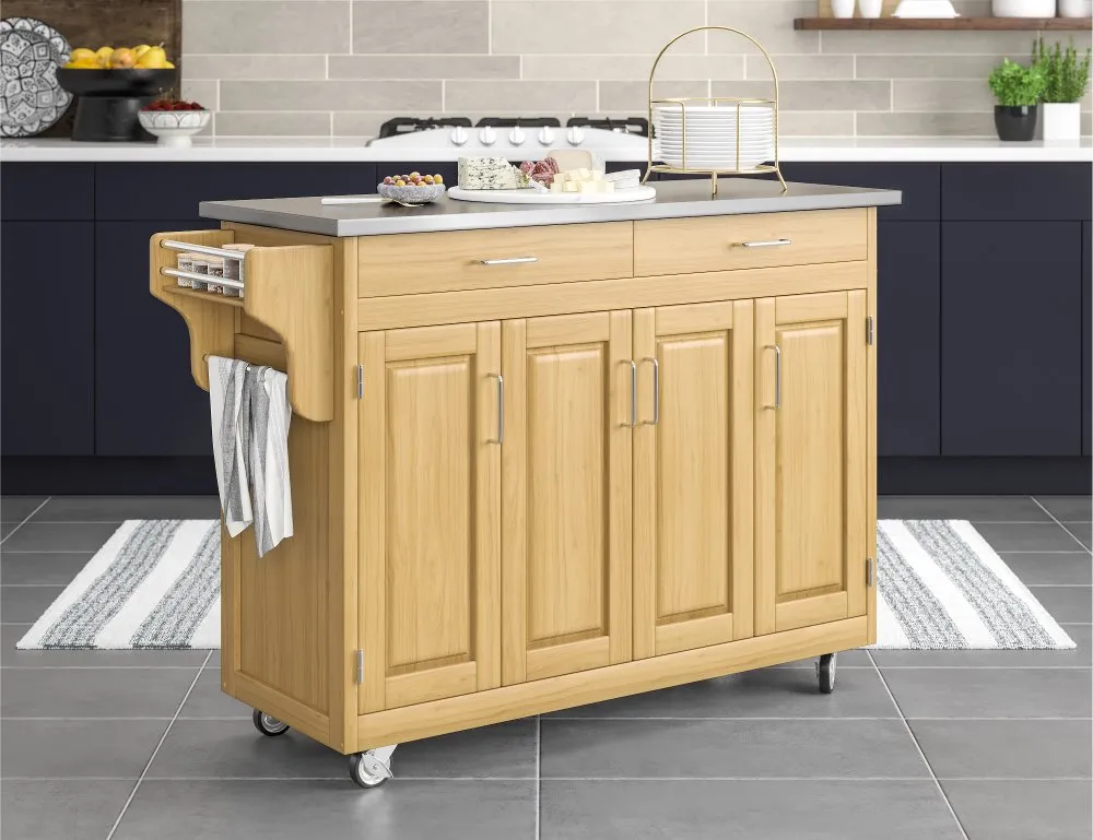 Create-A-Cart Brown Kitchen Cart with Stainless Steel Top