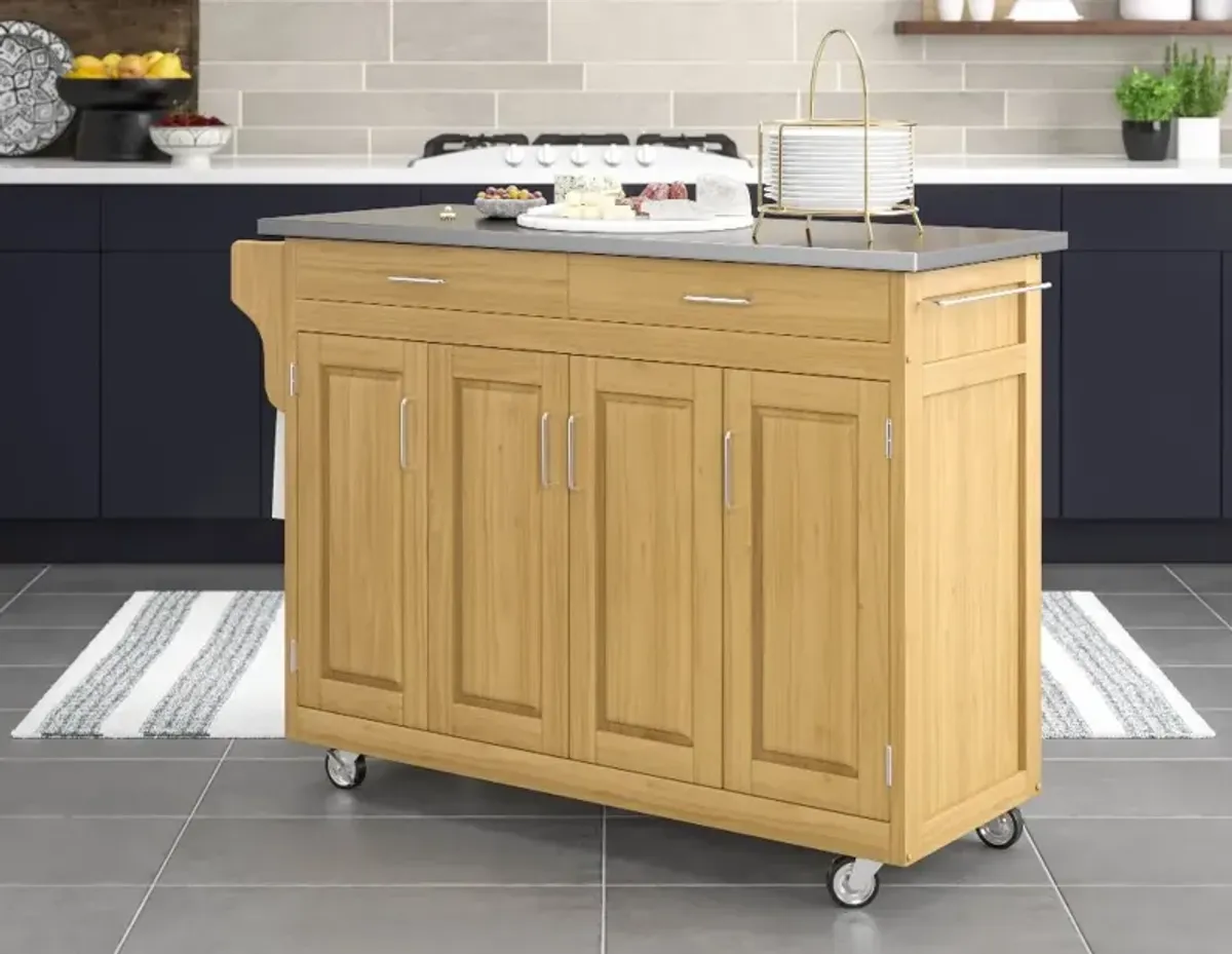 Create-A-Cart Brown Kitchen Cart with Stainless Steel Top