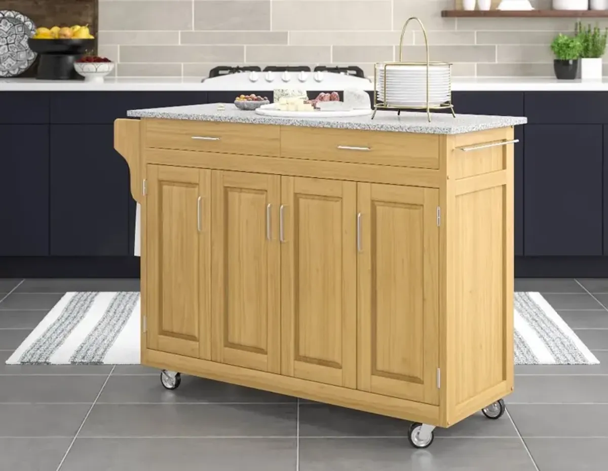 Create-A-Cart Brown Kitchen Cart with Gray Granite Top