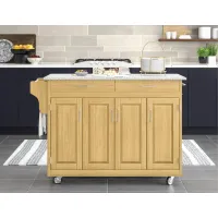Create-A-Cart Brown Kitchen Cart with Gray Granite Top