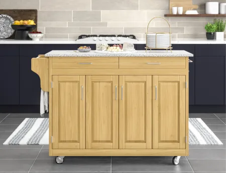 Create-A-Cart Brown Kitchen Cart with Gray Granite Top