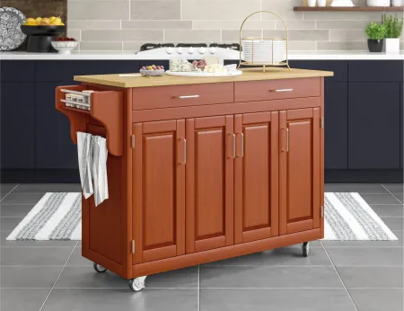Create-A-Cart Brown Kitchen Cart with Hardwood Top