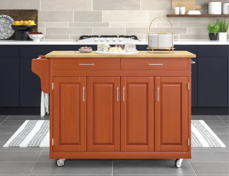 Create-A-Cart Brown Kitchen Cart with Hardwood Top