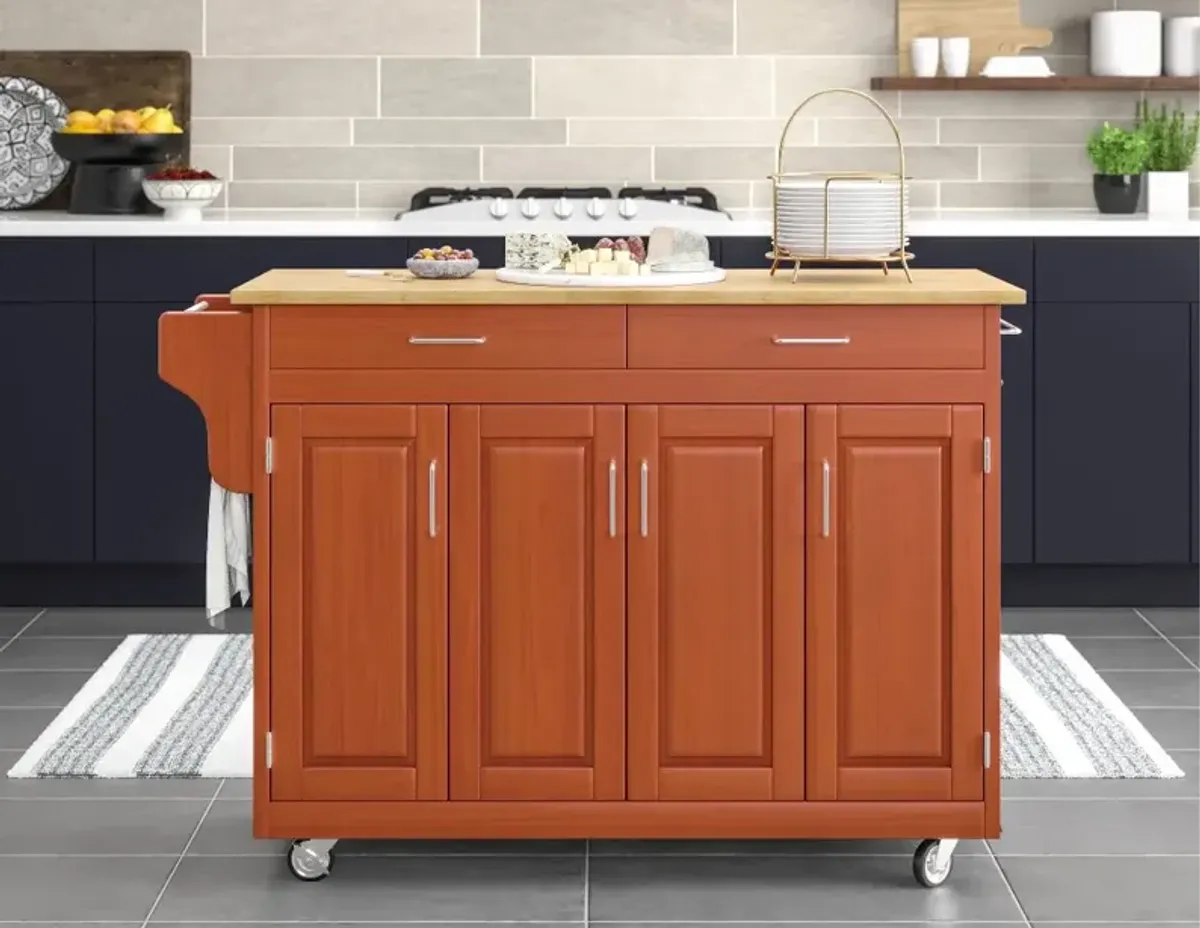 Create-A-Cart Brown Kitchen Cart with Hardwood Top