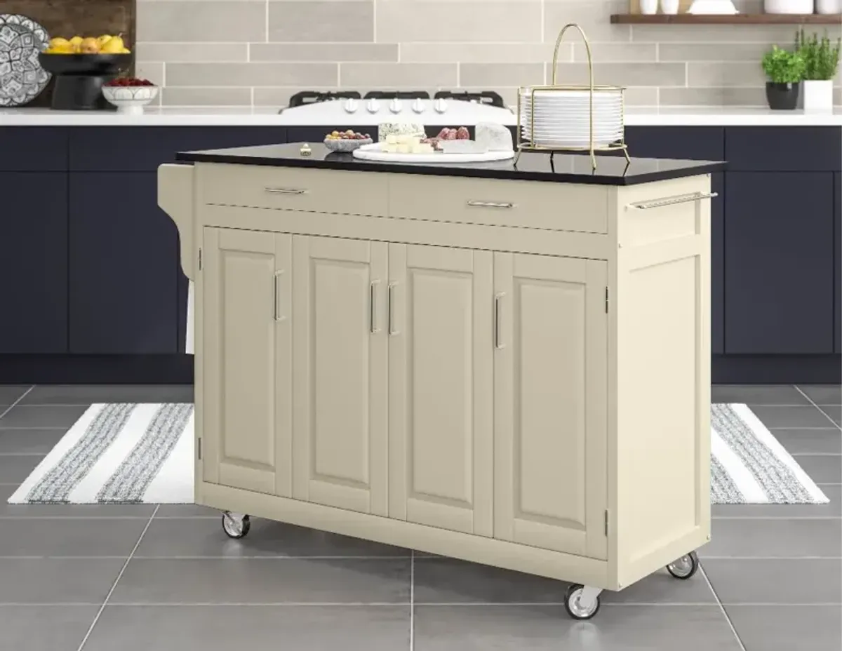 Create-A-Cart Off-White Kitchen Cart with Granite Top