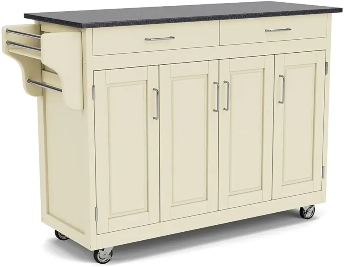 Create-A-Cart Off-White Kitchen Cart with Granite Top