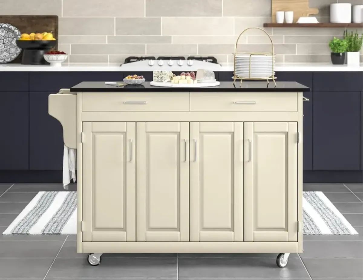Create-A-Cart Off-White Kitchen Cart with Granite Top